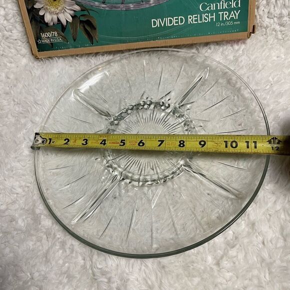 Anchor Hocking CANFIELD CLEAR Glass Diamond Design Cut Base 11" 5-PART RELISH - Picture 6 of 7